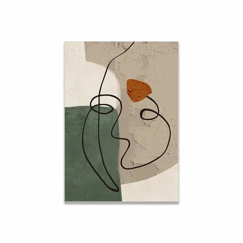 Botanical Line Art in Naturgrün – Wanddruck in Beige