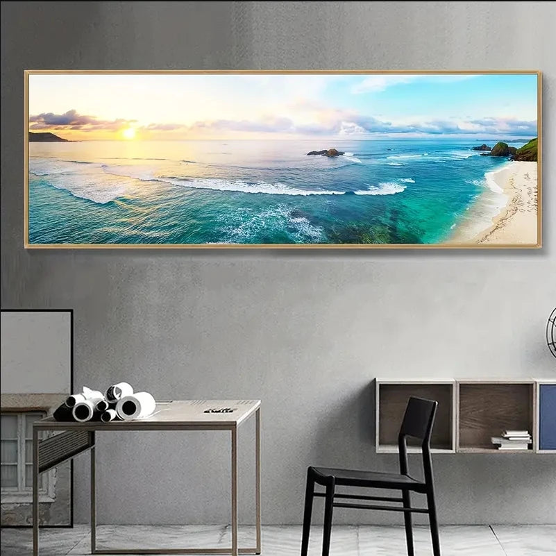 Küstenruhe – Wandbild in Sand- & Blautönen