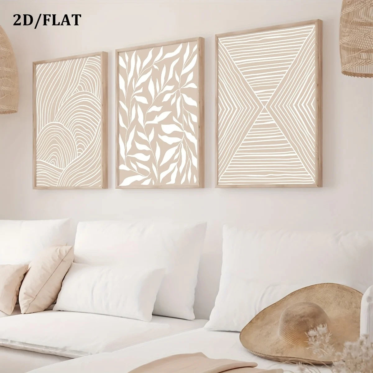 Wandbild-Set in Beige – abstrakte Linien & Formen