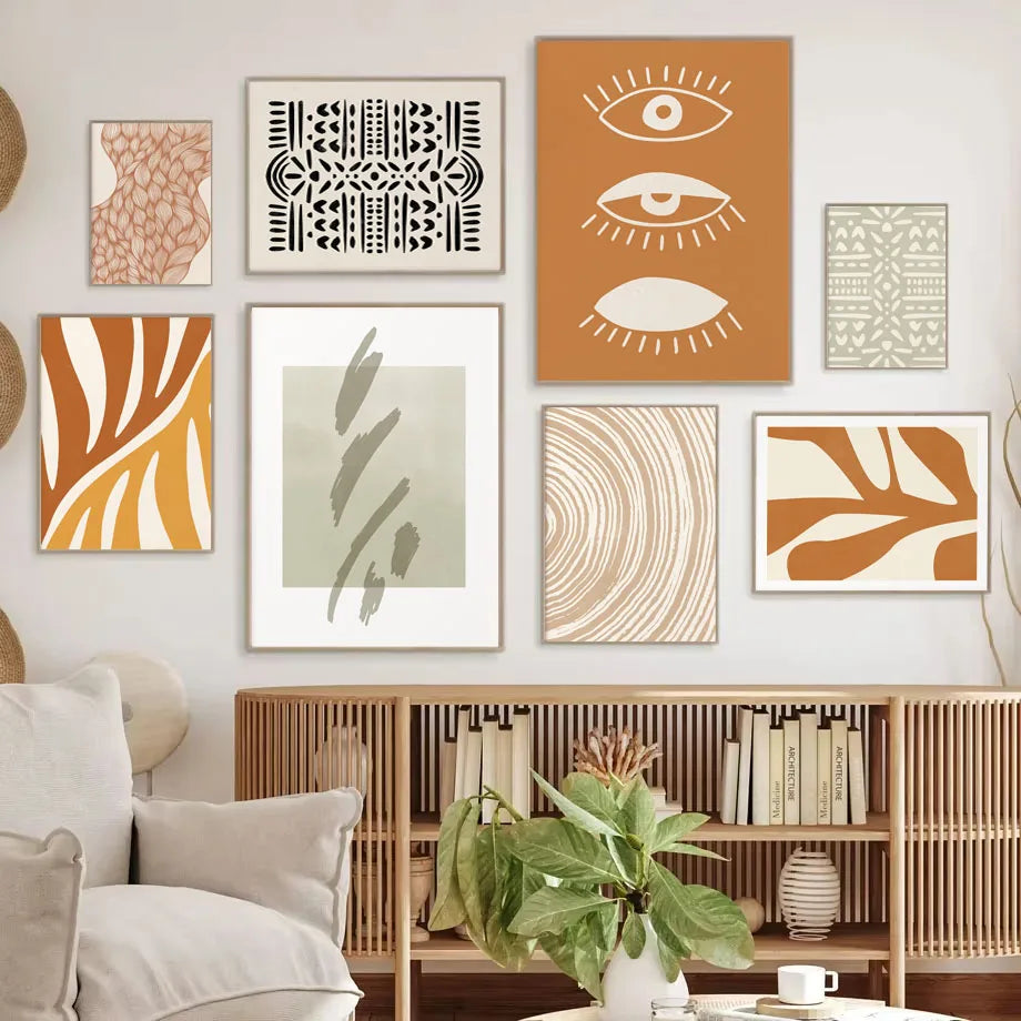 Abstrakte Wanddrucke in Naturtönen – 3er Set