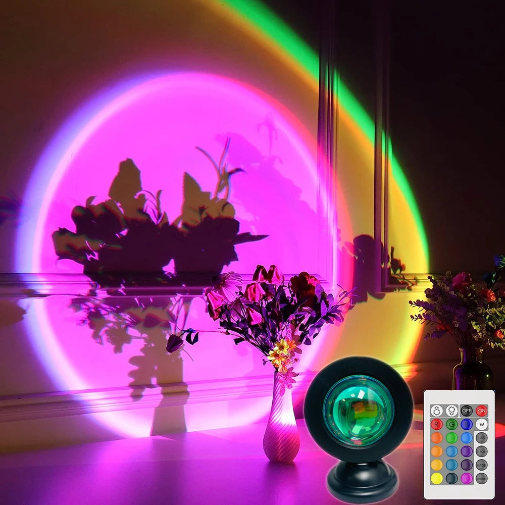 Sunset Glow LED Projektionslampe – 16 Farben mit Fernbedienung