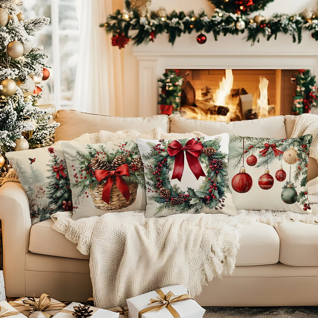 Winterkissen mit Naturmotiv – dezenter Akzent in Beige