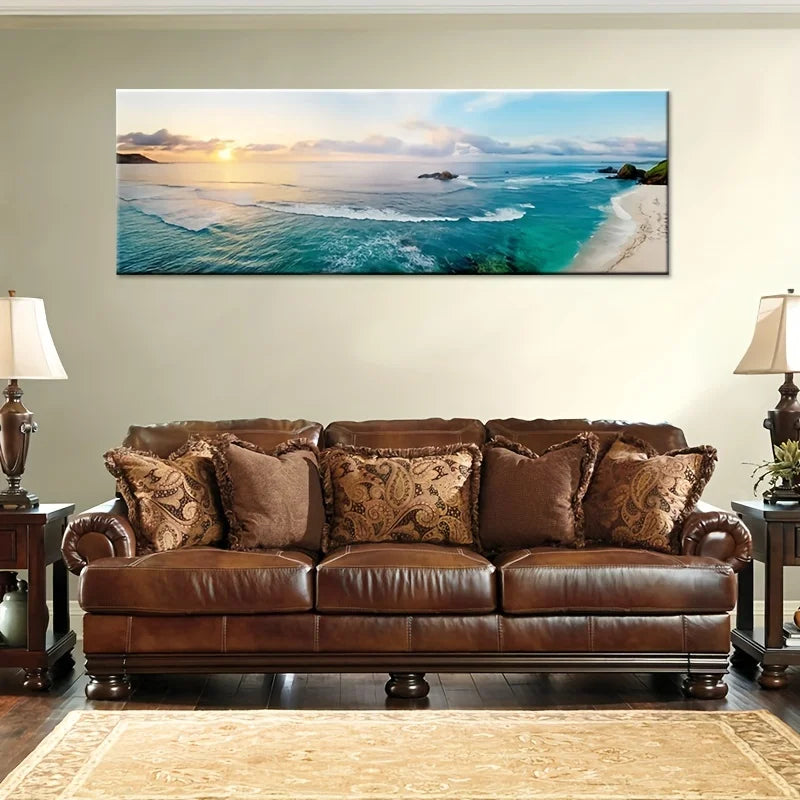 Seepanorama in Naturtönen – großformatige Wandkunst