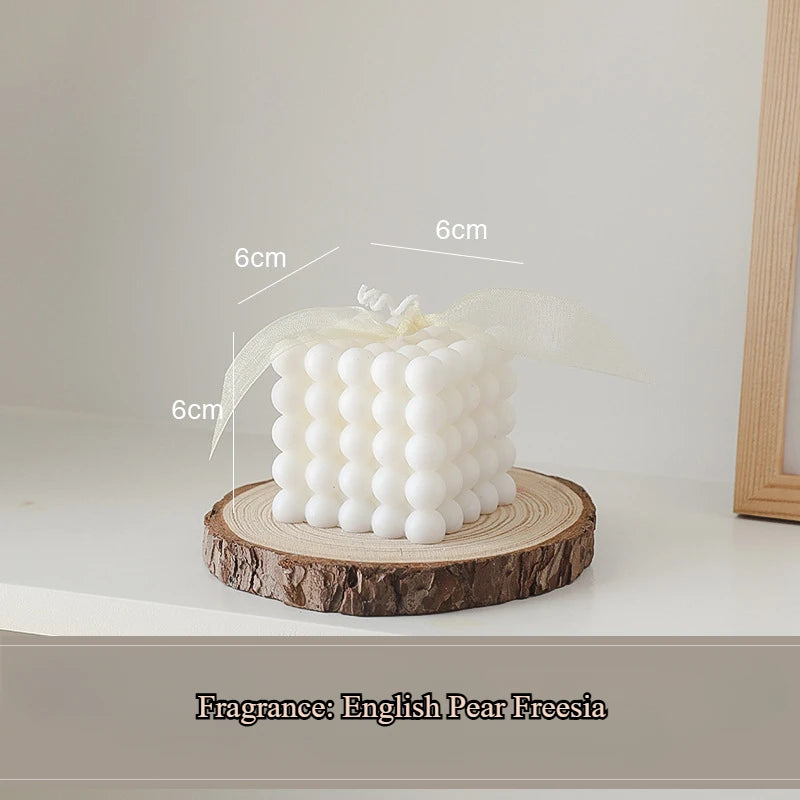 White Bubble Cube Duftkerze – Handgefertigte Sojawachskerze