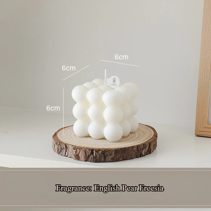White Bubble Cube Duftkerze – Handgefertigte Sojawachskerze