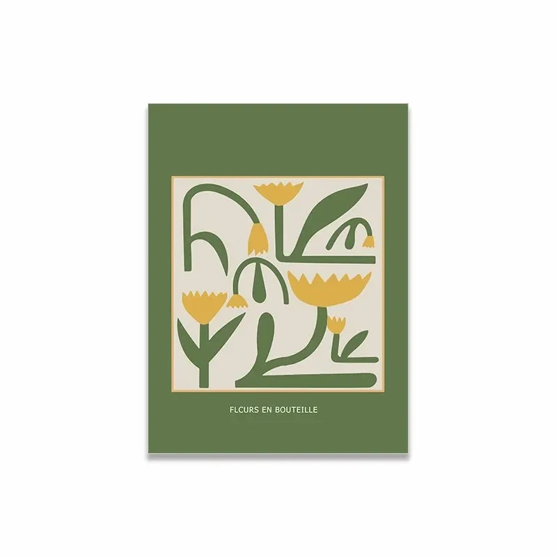 Botanical Line Art in Naturgrün – Wanddruck in Beige