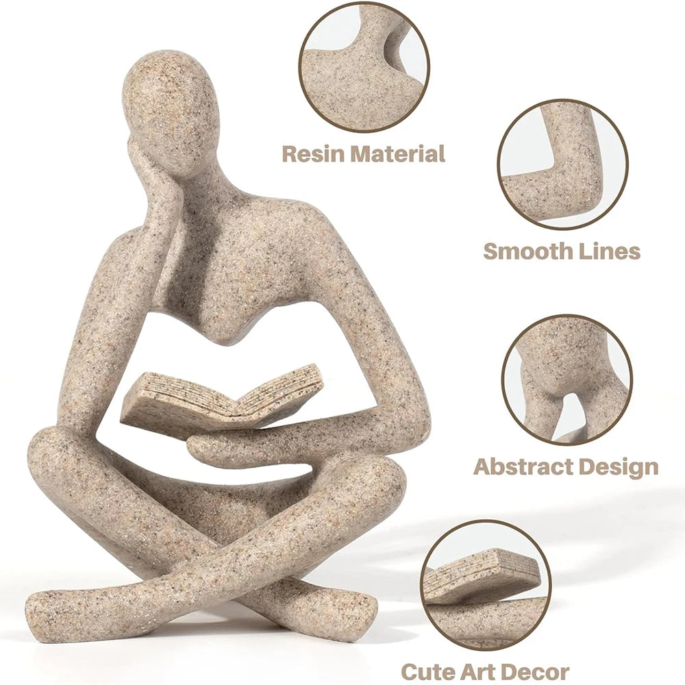 Denker-Skulptur in Off-White – moderne Regalfigur