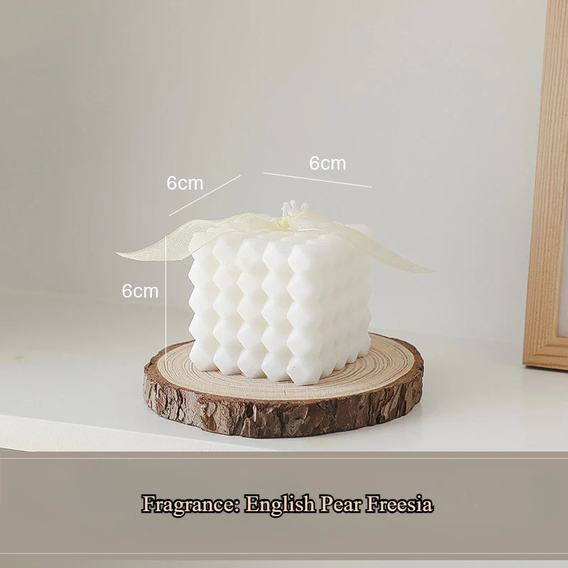 White Bubble Cube Duftkerze – Handgefertigte Sojawachskerze