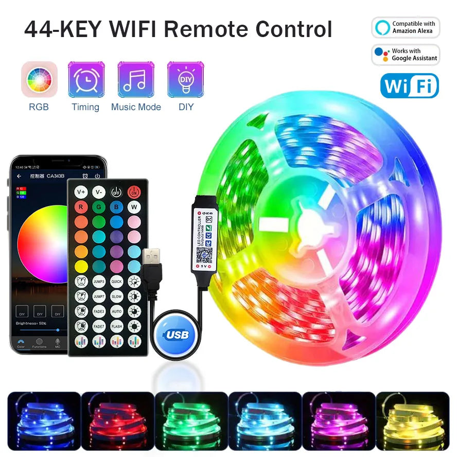 FlexGlow RGB LED Lichtstreifen – App & Fernbedienung