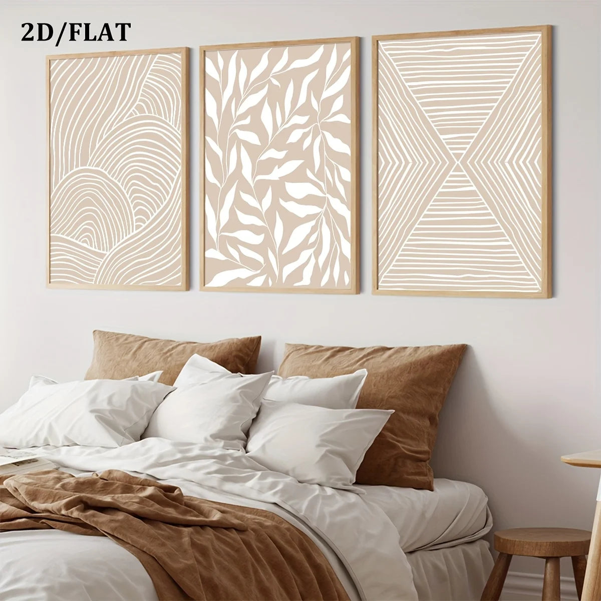 Wandbild-Set in Beige – abstrakte Linien & Formen
