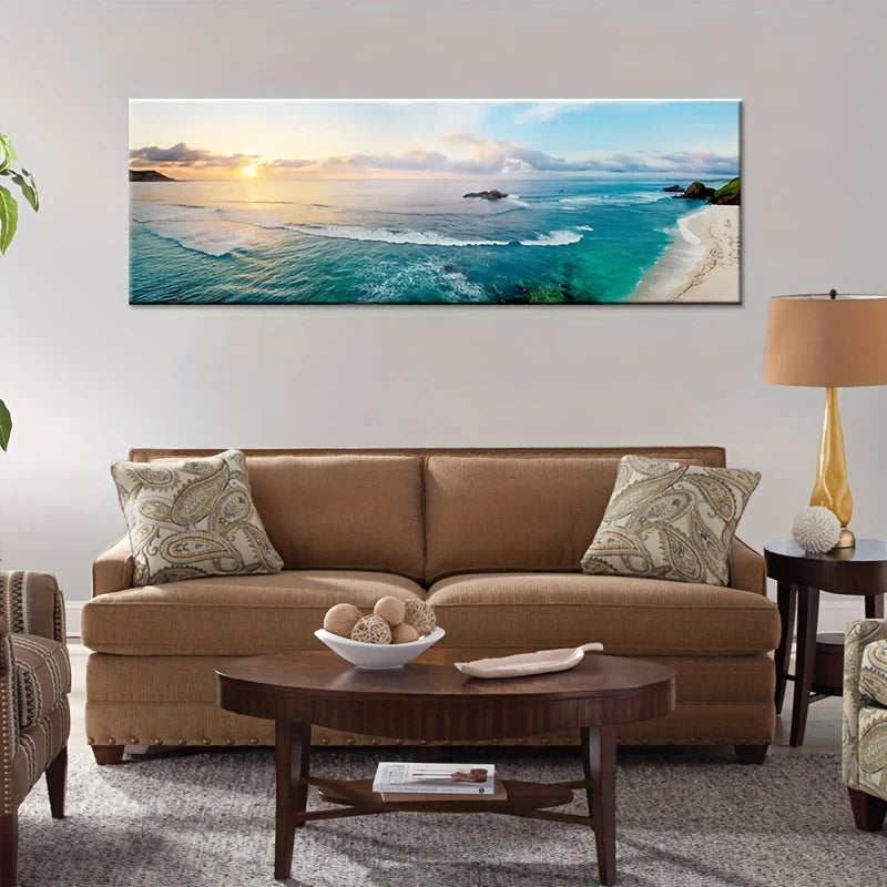 Seepanorama in Naturtönen – großformatige Wandkunst