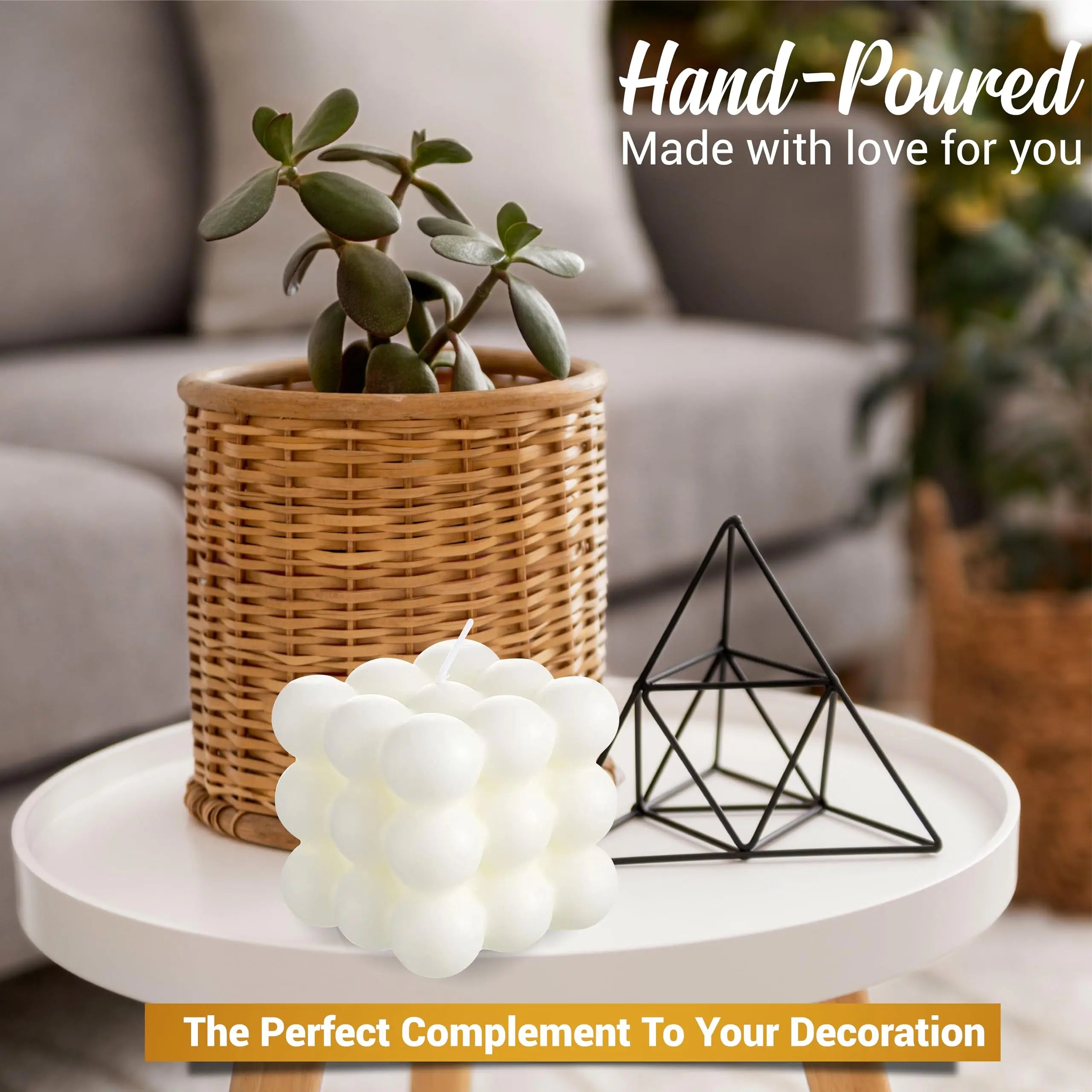 White Bubble Cube Duftkerze – Handgefertigte Sojawachskerze