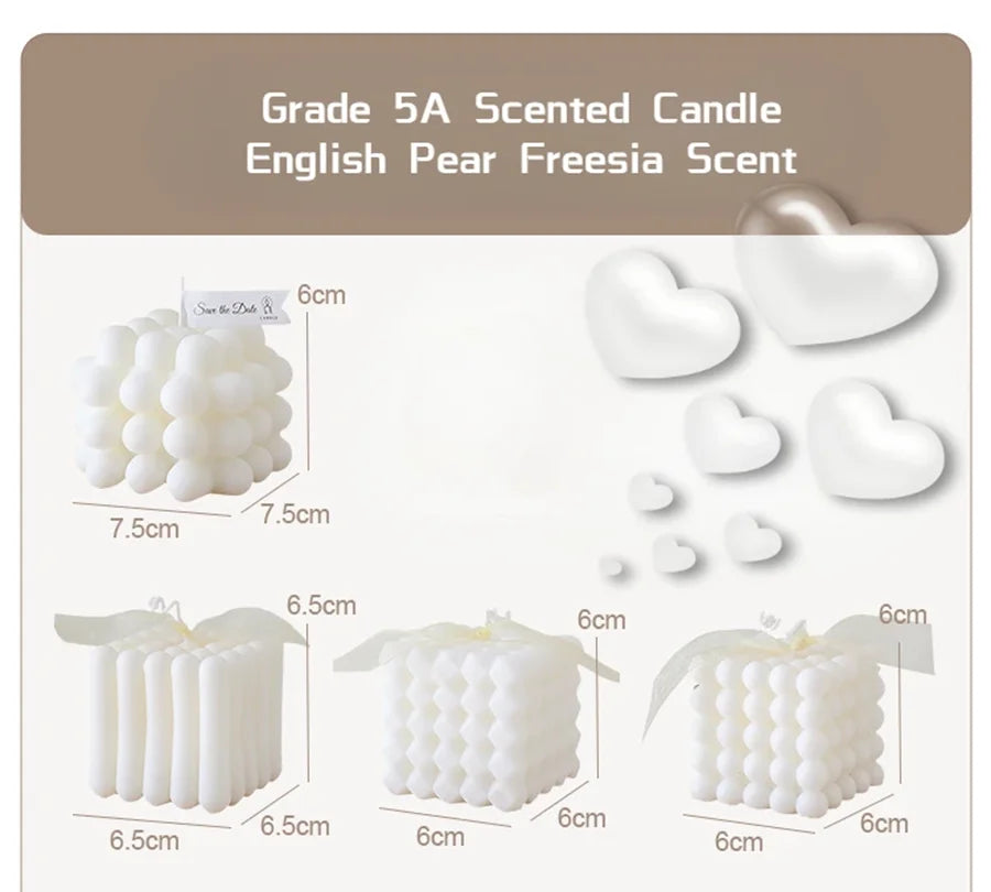 White Bubble Cube Duftkerze – Handgefertigte Sojawachskerze