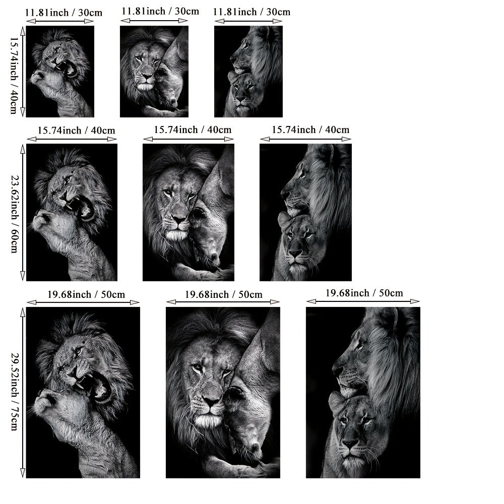 Löwenstudie in Naturtönen – 3er Wandbild-Set